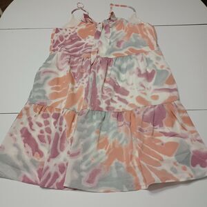 Wishlist Apparel Womens Large A Line Dress Pink Spaghetti Strap Tie Dye Bow Back